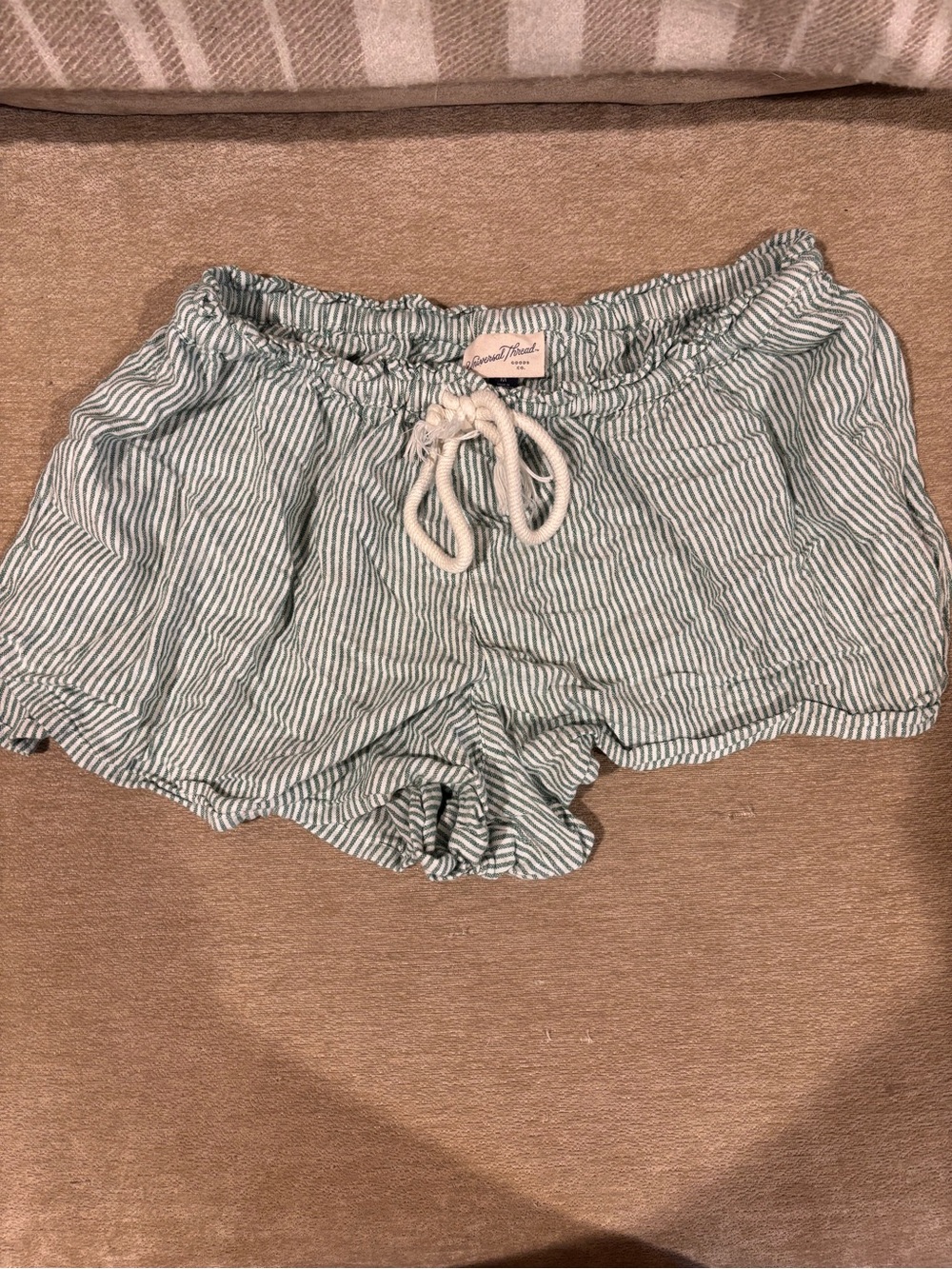 Universal Thread Light Blue & White Striped Drawstring Athletic Shorts